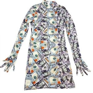 AKIRA Multicolor Money Print Dress